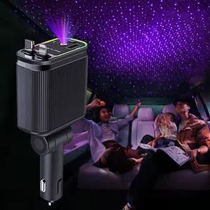 [Starlight Car Fast Charger] 4 in 1 Retractable Charger with USB Interface for All Cars, Car Accessories & LED Lights, Red & Purple Star Car Roof