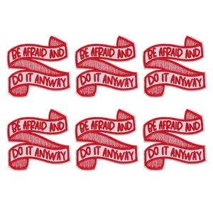 6pcs Red Letter Strap Patches, Fashion Designer Hat Embroidered Sticker Applique, Heat Transfer Iron-On or Sew-On Sewing Accessory, Heat Transfer Applique