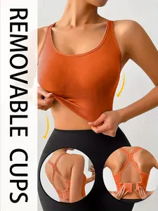 Women's Backless Sports Bra with Removable Pads, Breathable Anti-Slip Design, Full Coverage, Ideal for Gym, Running, Yoga, Activewear