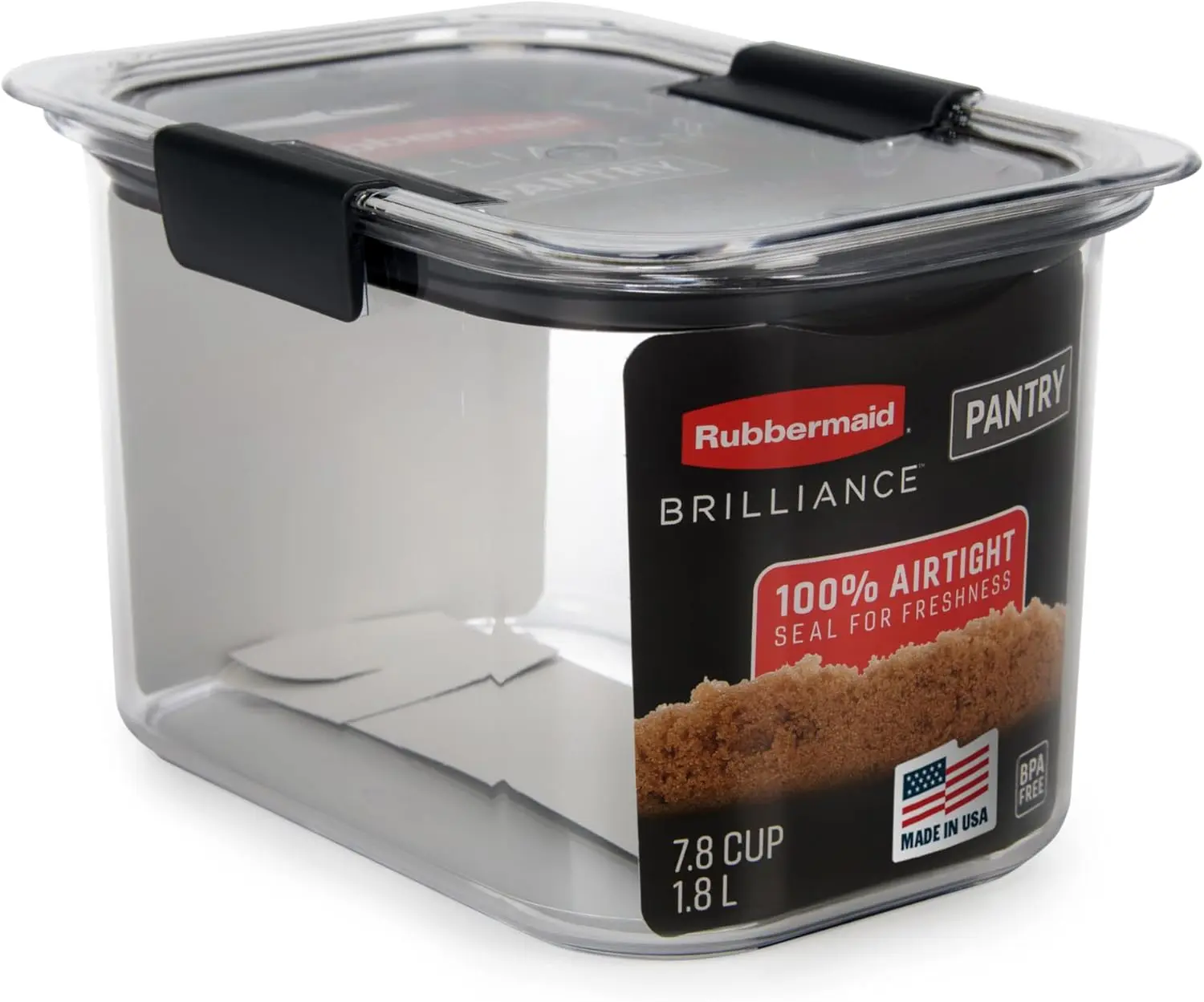 Airtight BPA-Free Food Storage Container (7.8 Cup) - Leak-Proof, Dishwasher-Safe Kitchen Preserving Container for Brown Sugar