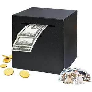 Stainless Steel Piggy Bank for Adults, Indestructible Savings Box for Cash, Must-Break-to-Open Metal Secure Money Banks for Kids, Unbreakable Coin Bank for Money Saving Plan (Black, 4.72inch)