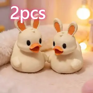 2Pcs  small Easter Bunny Duck Decor | Cute Rabbit Duck Figurines & Ornaments | Spring Festive Gifts for Home, Car Cockpit, Living Room & Wall Hanging Tabletop Accents，Easter Basket Ideas