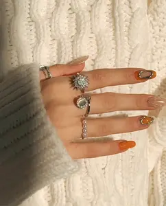 Worry Rings Anxiety ADHD Fidget Wellness Jewelry Silver Set 4 rings Adjustable Size Gift Wrapping