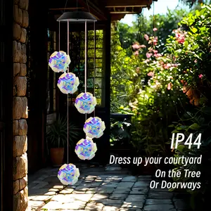 2pcs Solar-Powered Color-Changing Wind Chime Lights - Touch Control, IP42, Detachable Hanging Design for Outdoor Garden, Patio, or Courtyard Decor, Rechargeable Nickel Battery Included, Courtyard Accessory | Vibrant Decor | Touchcontrolled Lights, LAIFION