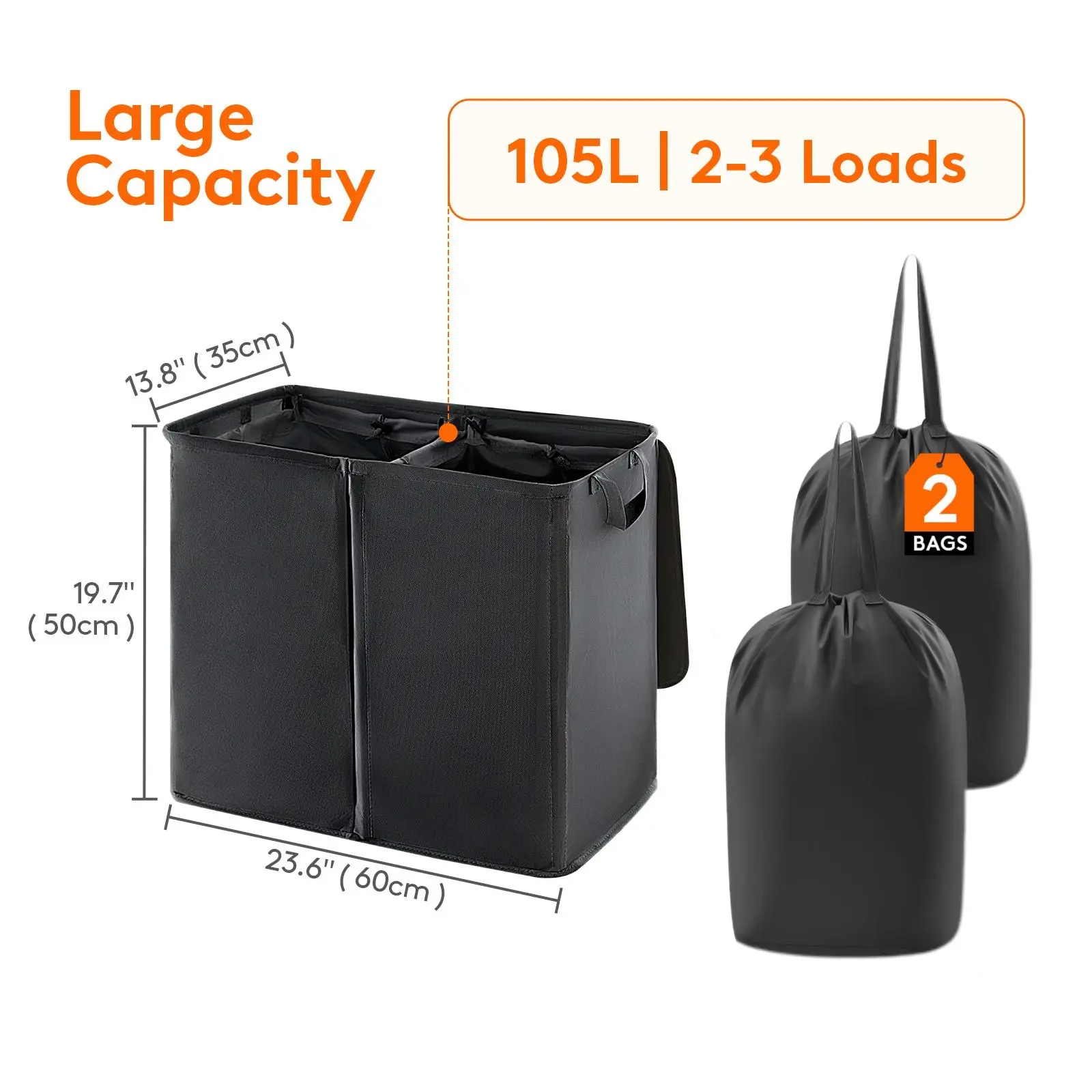 2 Section Black 105L