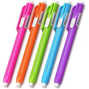 Retractable Mechanical Eraser Pen, Pen-Style Erasers Assorted Color, 5 Pack