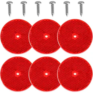 12 count Safety Reflectors Red Round Reflectors 3inch with Stainless Steel Screw  for Mailboxes,Driveway,Tunnels,,,Trailer Reflector