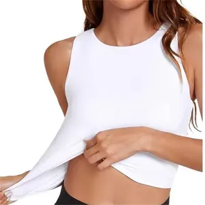 Women's Solid Basic Sports Bra Workout Tank Top High Neck Yoga Running Sleeveless Casual Fitness Athletic Comfortable Breathable Sportswear Exercise High Stretch Quick Dry