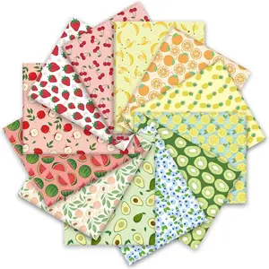 12 Pcs Fruit Cotton Bundles Colorful Fruit Theme Fat Quarter Summer Quilting Patchwork for DIY Sewing Crafting, 18 x 22 Inch