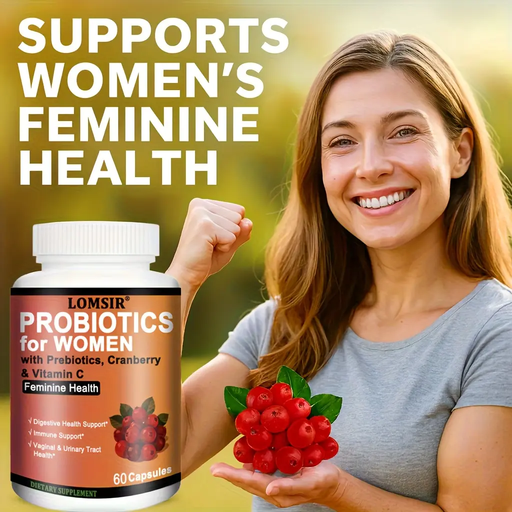 Probiotics for Women with Prebiotics, Cranberry & Vitamin C - 60 Capsules (30 Day Supply) - Probiotics Support Gut Balance, Health & Urinary Tract Health for Women