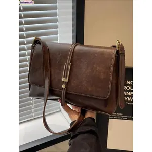 Women's Flap Square Crossbody Bag, Trendy Minimalist Aesthetic Messenger Purse, Structured Small Shoulder Bag, Lightweight Hands-Free Adjustable Strap Everyday Commuter Bag for Work, Travel, Shopping, School & Casual Outings