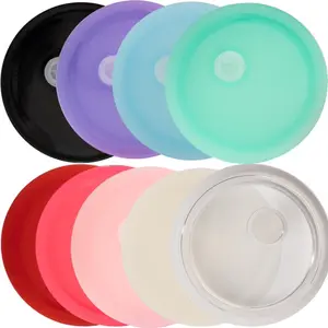 Acrylic Dishwasher Safe Color Plastic Lids for 17oz Glass Can Cup Drinkware Mug Tumbler Bottles Reusable Lunch Containers