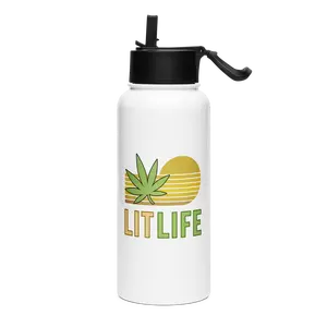'Lit Life' 32 oz Stainless Steel Water Bottle/Straw Lid