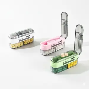 Portable Adjustable Pill Cutter, Store & Cut Dual Function, Medicine Organizer, Precise Half & Quarter Splits, Ideal for Travel, Home Use, Medical, Vitamin Organizer