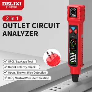 DELIXI 2 in 1 Outlet Circuit & Voltage Tester Pen, 2–440V AC Voltage Detector with NCV Function, Integrated GFCI Outlet Tester & Polarity Check, LCD Display, Audible Alarm & Flashlight, 3 Prong AC Voltage Socket Checker, Wiring Fault Detector