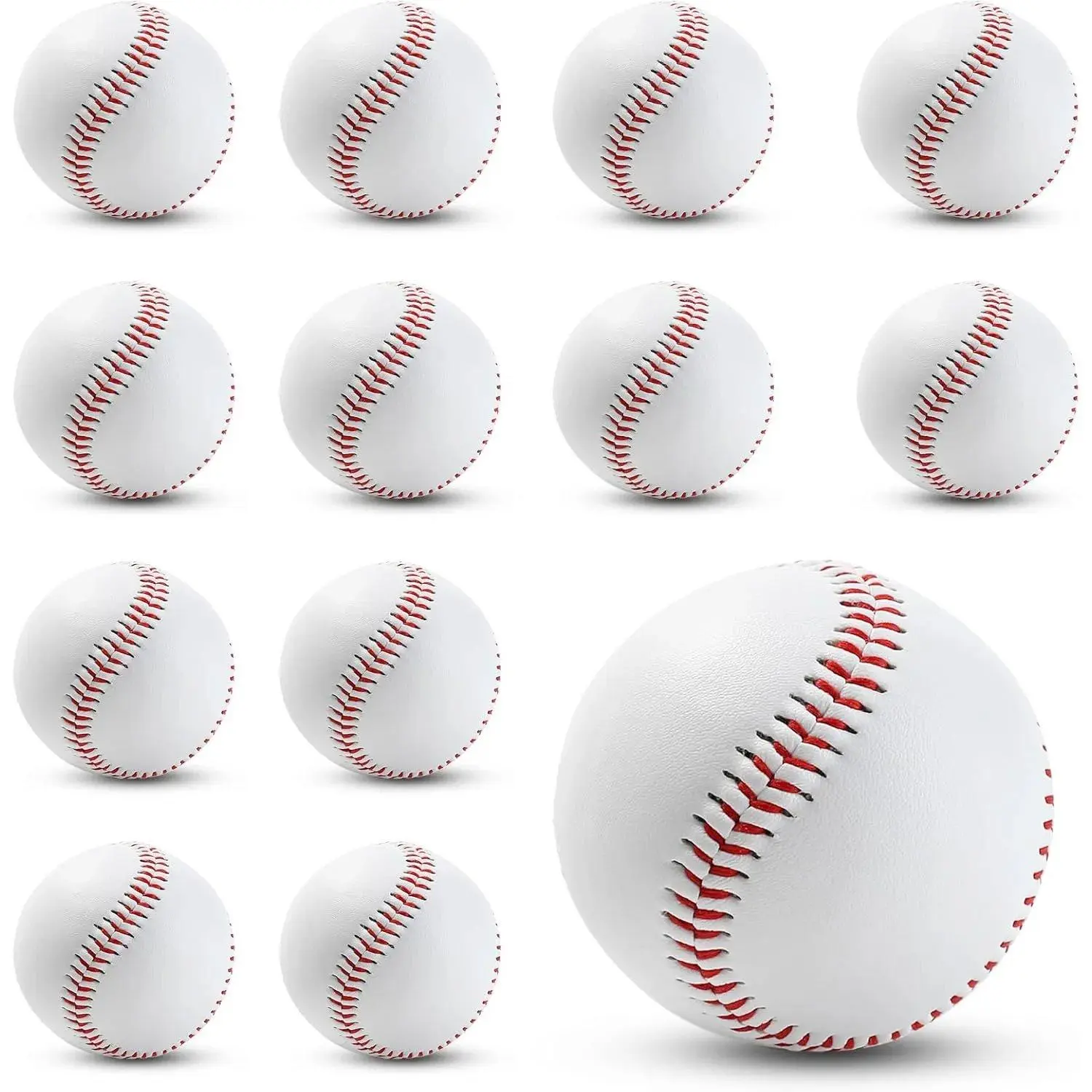 Blank Standard Baseball Balls, Official Size 9 Inch Leather Covered Practice Baseball Training Ball for League Play, Pitching, Hitting, Batting, Fielding, Autograph