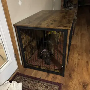 Warcat Dog Crate Furniture with Thick Cushion, Side End Table Wooden Dog Cage with Double Doors, Chew-Resistant Dog Kennel Dog House Indoor for Small to Large Dog February Faves