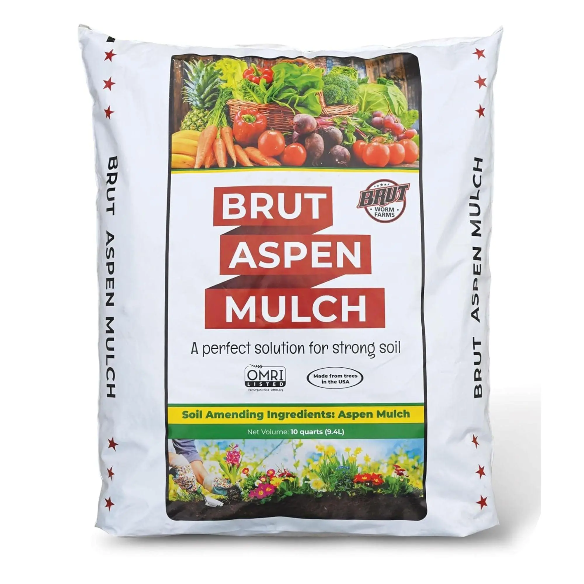 Brut Worm Farms Organic Aspen Mulch, High Water Retention for Gardens, 28 lbs. Brut Worm Farms Organic Aspen Mulch, High Water Retention for Gardens, 28 lbs.