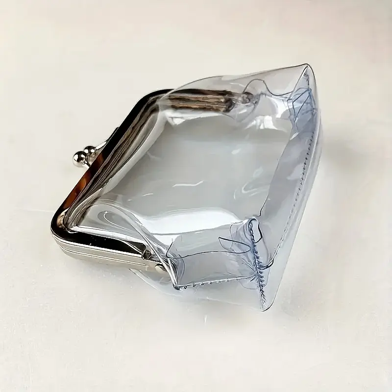 1pc Vintage Transparent PVC Coin Purse Wallet, Portable Mini Waterproof Cosmetic Storage Bag, Makeup Organizer Travel, Travel Makeup Bag, Makeup Pouch For Girls Women, Transparent Vanity Bag, Travel Cosmetic Bags