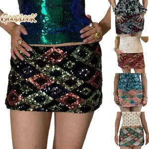 Women's Summer Mini Skirts Sequins Geometric Pattern Skirt for Daily, Travel, Parties