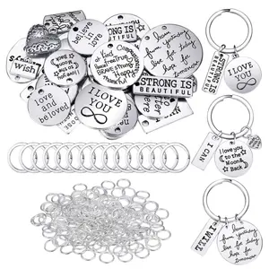259 Pcs Inspirational Motivational Keychains Charms Pendant Bulk Keychains Inspirational Words Charms with Open Jump Rings Key Rings for Various DIY Necklaces Bracelets Jewelry Making Accessory (Silver) - Home Improvement.