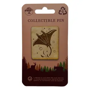 Mobula Ray - Wooden Pin & Magnet