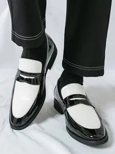 Men elegant crocodile patterned loafers color blocked commuting business casual shoes fashionable office party shoes Business Style Shoes