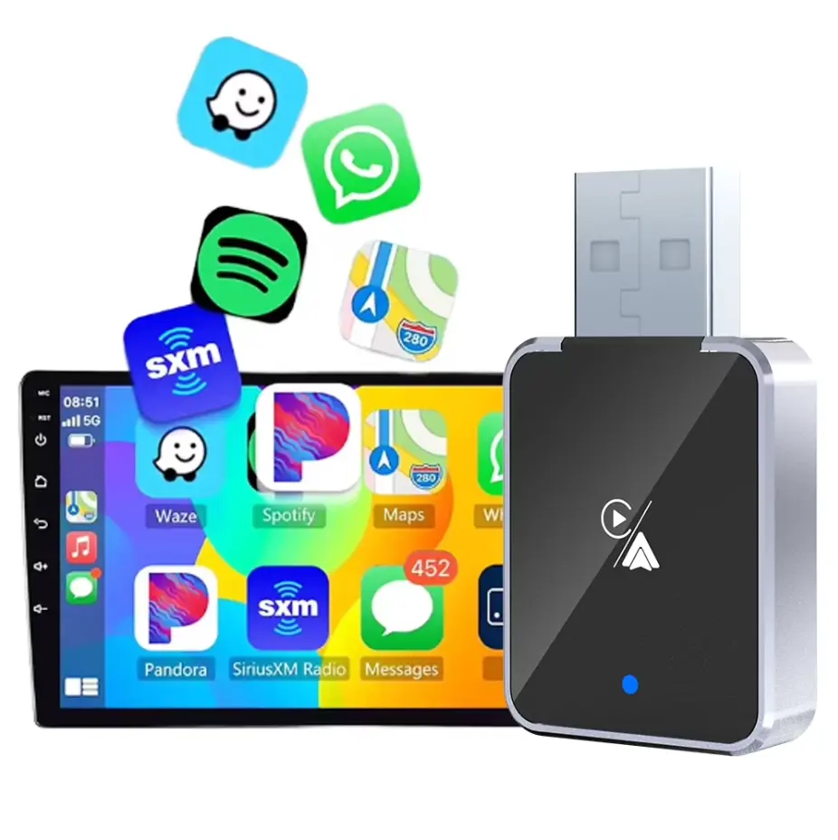 [SummerFinds]DIAMOOKY Wireless Carplay Adapter, Apple CarPlay and Android Auto Adapter 2 in 1 Convert Wired to Wireless, Plug and Play for iPhone 6+, iOS 10+ & Android 11+, Easier Connectivity Compatibility Stable, Faster, Automotive