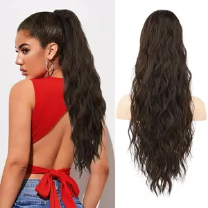 Ponytail Extension, 26 Inch Drawstring Ponytail Hair Extensions for Women, Long Curly Wavy Pony Tail Natural Wavy Synthetic Hairpiece for Women, Daily Use Party