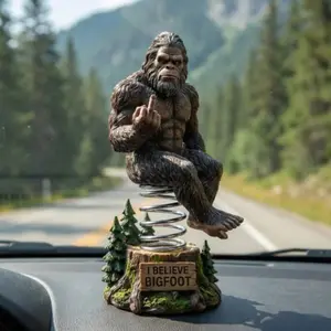 Funny Bigfoot Bobblehead, Zero Fucks Given Dashboard Ornament, Novelty Middle Finger F &  Gift for Home Office Living Room