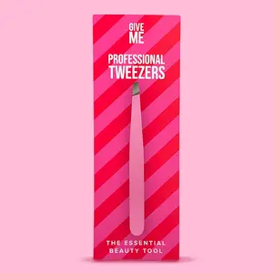 Give Me- Professional Slanted, Pink Tweezers- Cosmetic