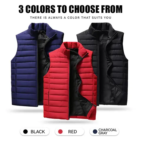 Men's Elegant Plain Simple Sleeveless Stylish Stand Collar Solid Color Fitted Warm Autumn Winter Gilet, 1-Piece Vest, Order 1 Size Up (Size M)