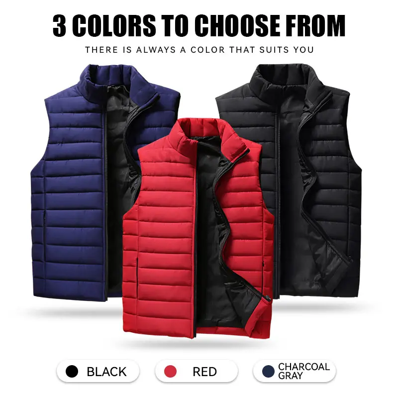 Men's Elegant Plain Simple Sleeveless Stylish Stand Collar Solid Color Fitted Warm Autumn Winter Gilet, 1-Piece Vest, Order 1 Size Up (Size M)