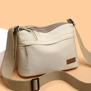 Women's Nylon Fabric Messenger Bag, Multi-Compartment Practical Storage Female Crossbody Bag