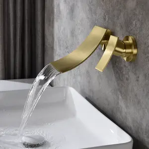 Wall Mount Widespread Bathroom Faucet, Waterfall Bathroom Sink Faucet with Wide Arc Spout, Precision Temperature and Water Flow Control, Space Saving Wall Mounted Faucet for Bathroom Sink and Bathtub