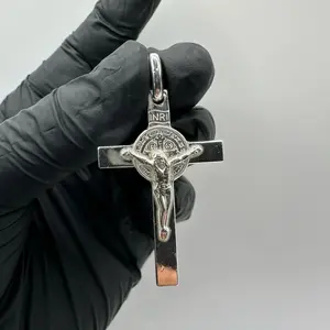 Saint Benedict Cross 925 Sterling Silver Pendant – Two Sizes Available (Small & medium ) Protection Medal