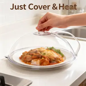 Spring Kitchen Essential Microwave Cover with Oil Seal & Ergonomic Handle Reusable Durable Splash-Proof Heat-Resistant for Home Office Dormitory - Kitchenware, Cleaning