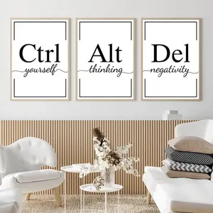 3PCS/Set Simple Black White Motivational Phrases Wall Art Poster Modern Inspiring Office Wall Canvas Decorative Picture Interesting Home Decor, Frameless, Artistic, Unframed Art Print