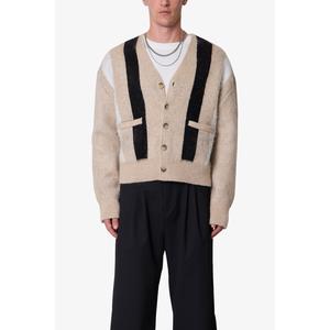 mnml Striped Mohair Cardigan Sweater - Tan
