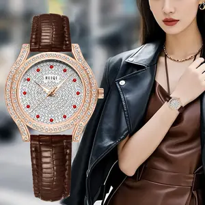 Elegant Fashion Ladies Quartz designer wrist Watch With Rhinestone Dial Scale PU Leather Strap Belt , watches for women Suitable for Holiday Gifts