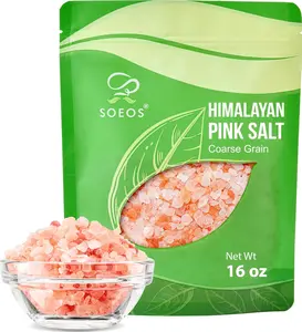 Soeos Himalayan Pink Salt Coarse Grain, 16 oz (1 Pound), Pink Himalayan Sea Salt, Rock Salt for Grinder Refill