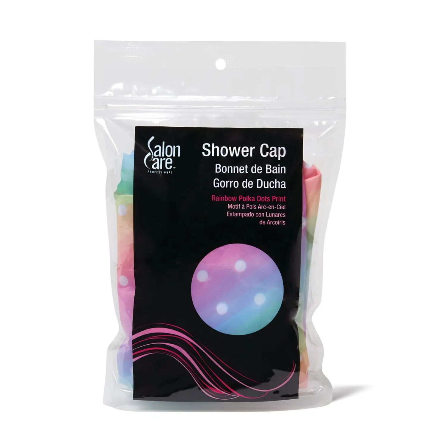 Salon Care Rainbow Polka Dot Shower Cap, Hair Cap, Shower Routine