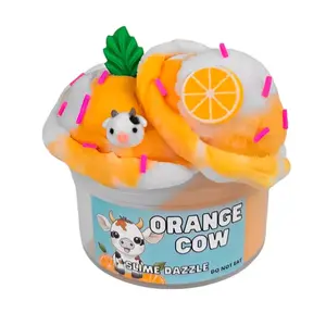 Orange Cow Cloud Slime – Orange & White Cloud Slime with Orange Dreamsicle Scent, Cow Charm & Sprinkles – Beginner Friendly Drizzly Texture