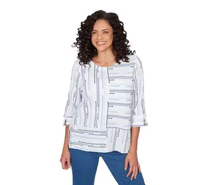 Alfred Dunner Petite Spliced Jacquard Stripe Top
