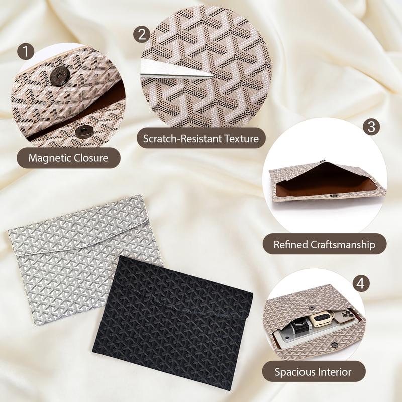 13.3-Inch Laptop Sleeve Padfolio Document Organizer Fits A4 Paper for MacBook iPad Tablet Magnetic Closure Slim Scratch-Resistant for Office School Gift for Students Professionals (Max 13.3-Inch)