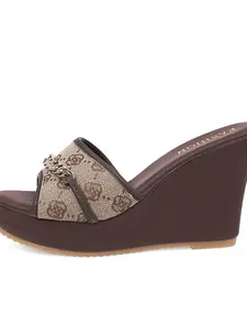 Women's High Heel Sandals Slip-On Set, Textile Upper, Rubber Sole, Contemporary Style, Less Than Ankle Height, Plain Pattern