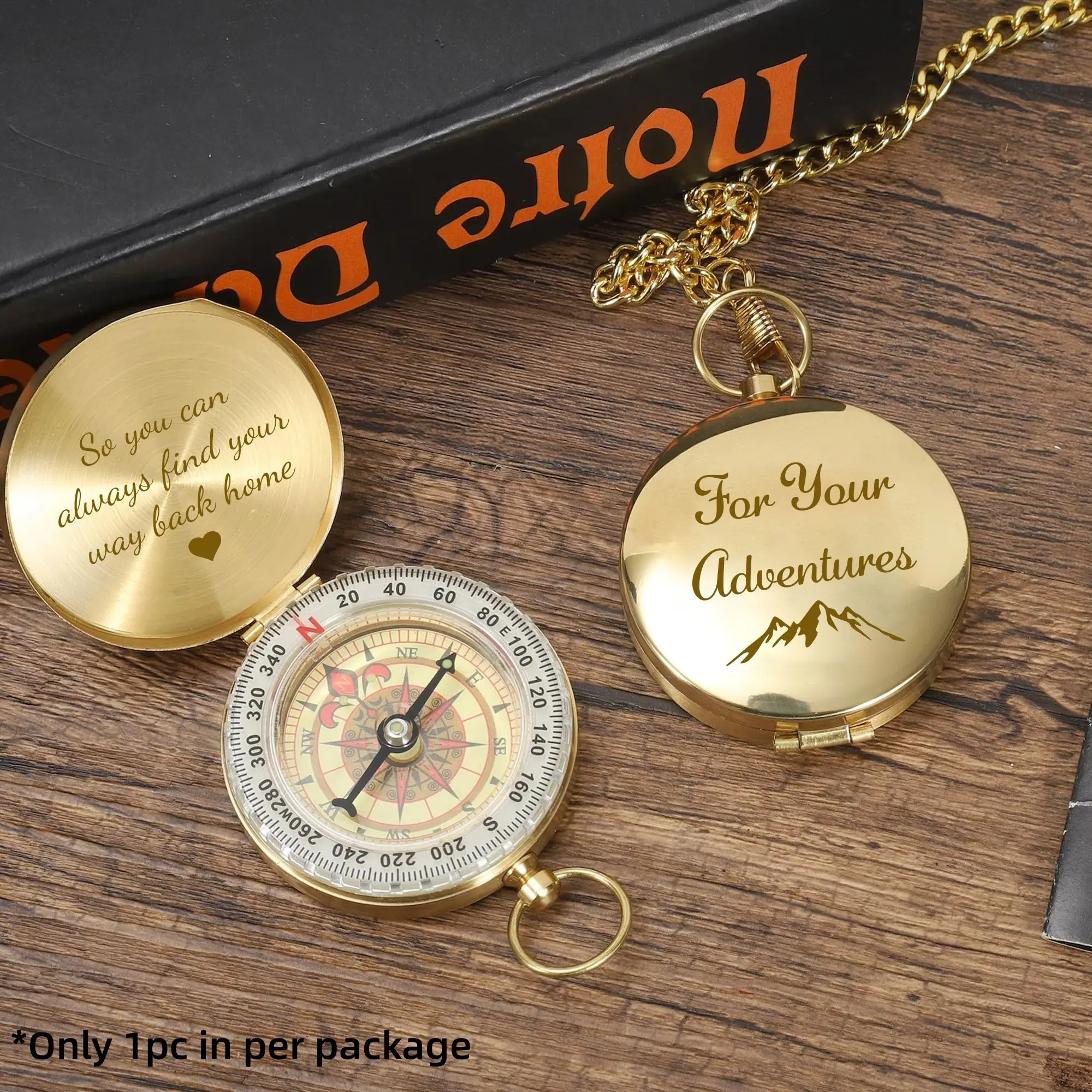 Outdoor Camping Brass Compass, Camping Gear, Handwritten Design, Practical Navigation Tool, Perfect Gift for Friends, Anniversary, Birthday, Wedding