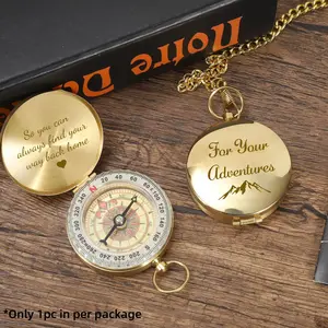Outdoor Brass Compass, Handwritten Design, Practical Navigation Tool, Perfect Gift for Friends, Anniversary, Birthday, Wedding