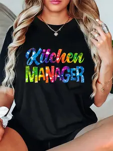 100% Cotton Unisex School Cafeteria Lunch Lady Kitchen Manager T-Shirt Casual Graphic Printed Tee