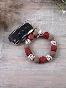 Fashionable Silicone Beaded Keychain, Cute Car Keychain for Women & Men, Fashion Accessories for Daily Use, Trendy All-match & Exquisite Keychain for Birthday Gift, Stylish Keychain